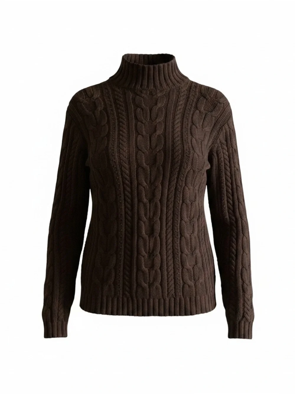 Chaps Brown Cable Knit Mock Neck Sweater